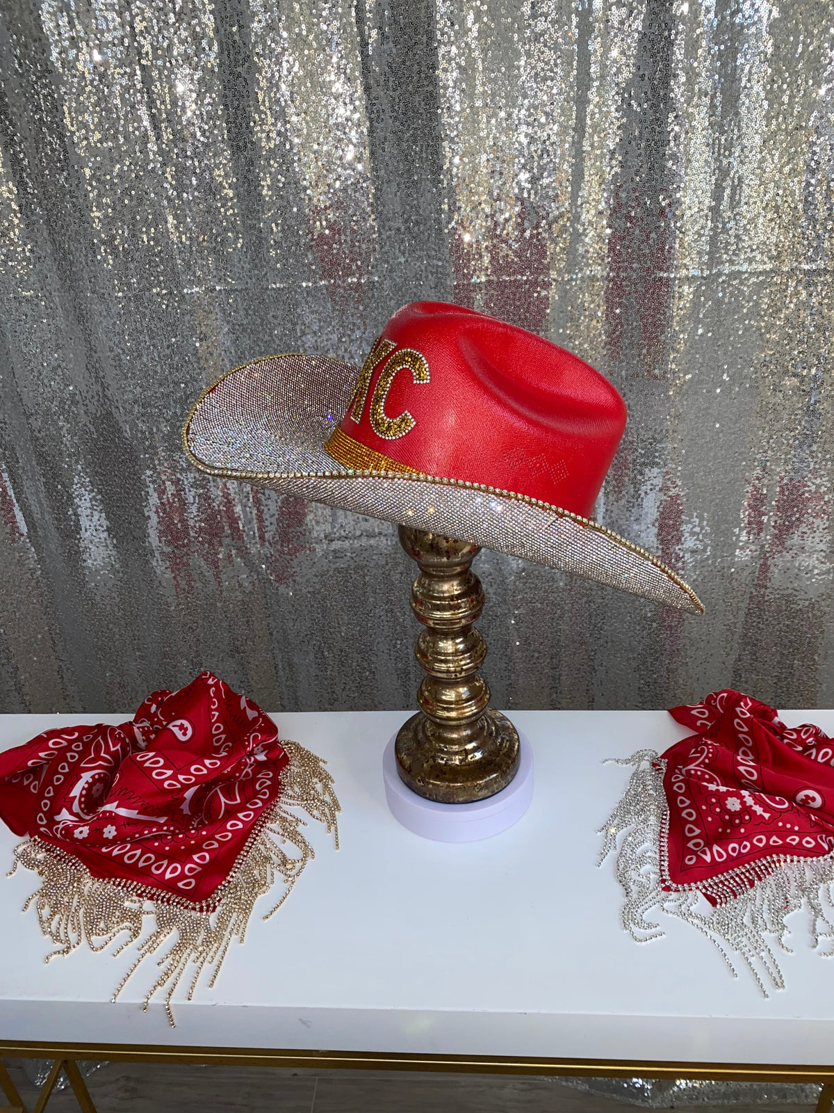 Kansas City Chiefs Rhinestone Cowgirl Hat - detail view | HT Animal Supply