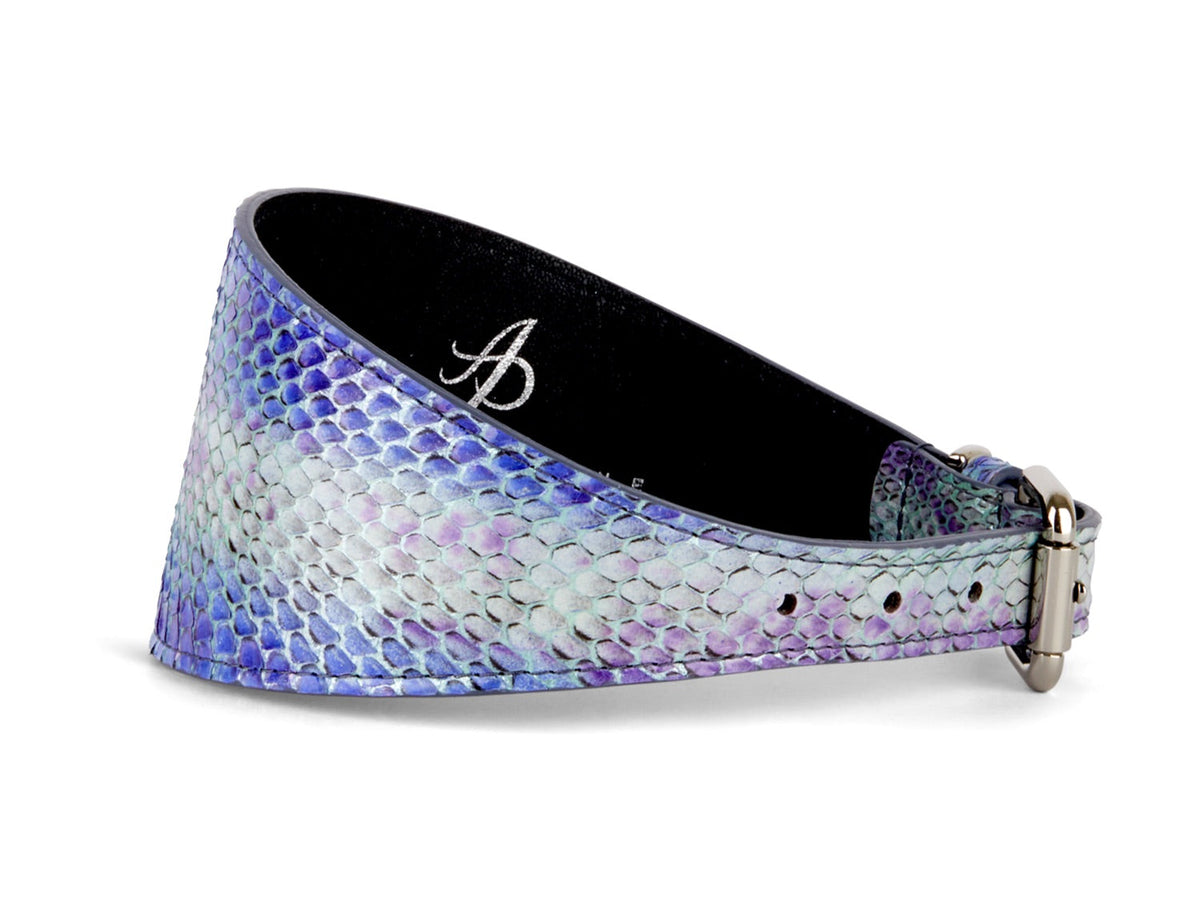 Allysa Payne Multi-Color Purple Silver Iridescent Snake 3-Inch Wide Style Dog Collar