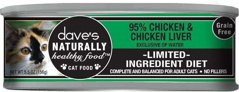 Daves 95% Naturally Healthy Grain Free Chicken Formula Wet Cat Food (5.5oz)