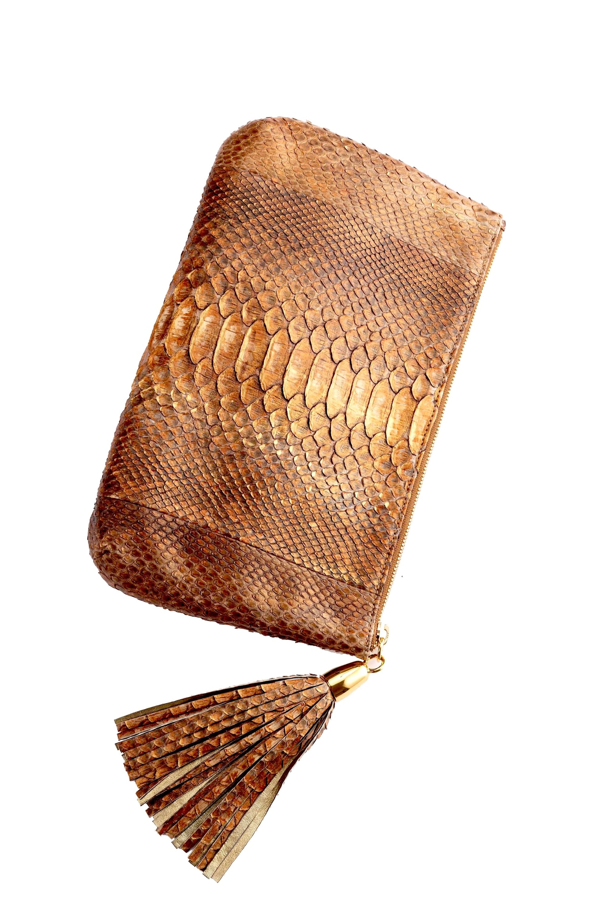 Allysa Payne Bronze Python Clutch