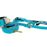 Aqua Blue Italian Leather/Swarovski Crystal Collar, Leash, Harness Set