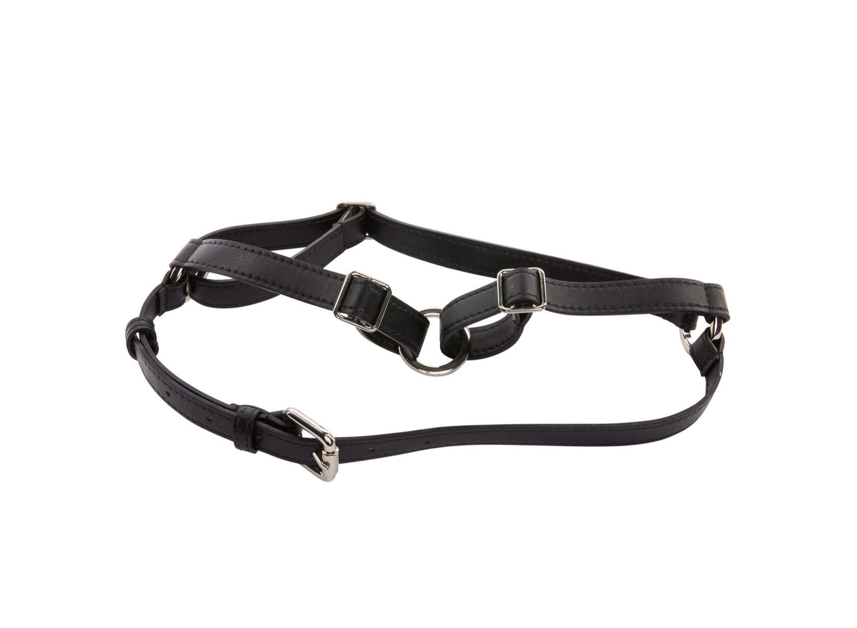 Allysa Payne Black Vegan Leather Dog Harness Silver Hardware