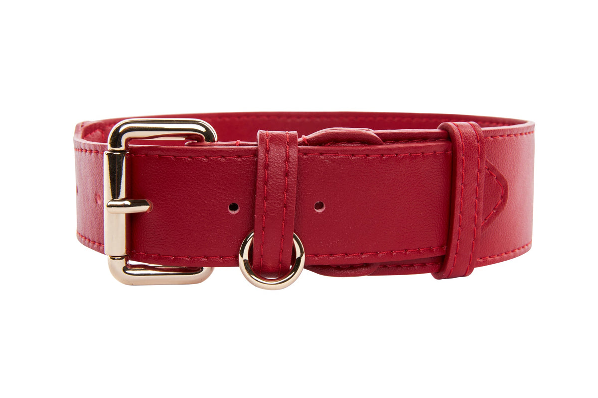 Allysa Payne Red Vegan Leather Classic Dog Collar