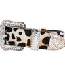 Snow Leopard Print Hair On Hide Italian Leather  Collar With Swarovski Crystal Hardware