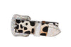 Snow Leopard Print Hair On Hide Italian Leather Collar With Swarovski Crystal Hardware