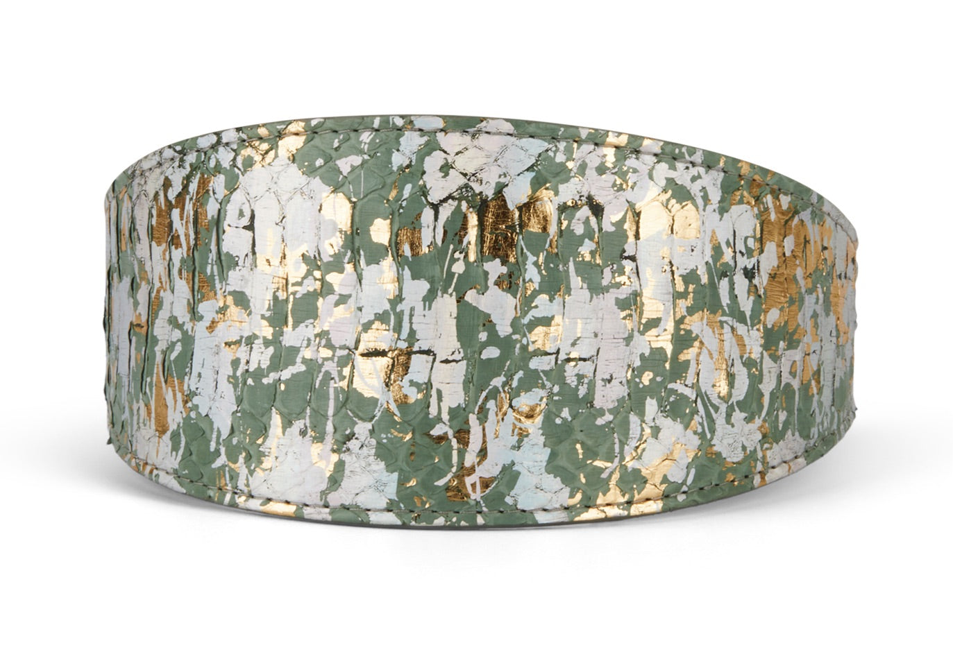 Iridescent Art Deco Green/Gold/Silver 3" Wide Style Collar