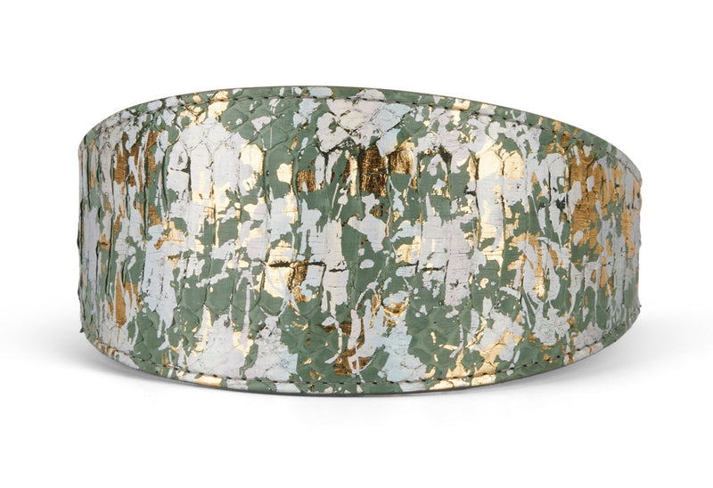 Iridescent Art Deco Green/Gold/Silver 3" Wide Style Collar