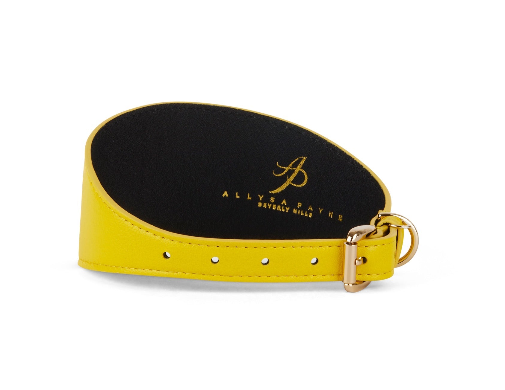 Smooth Yellow Italian Leather 3" Wide Style Collar