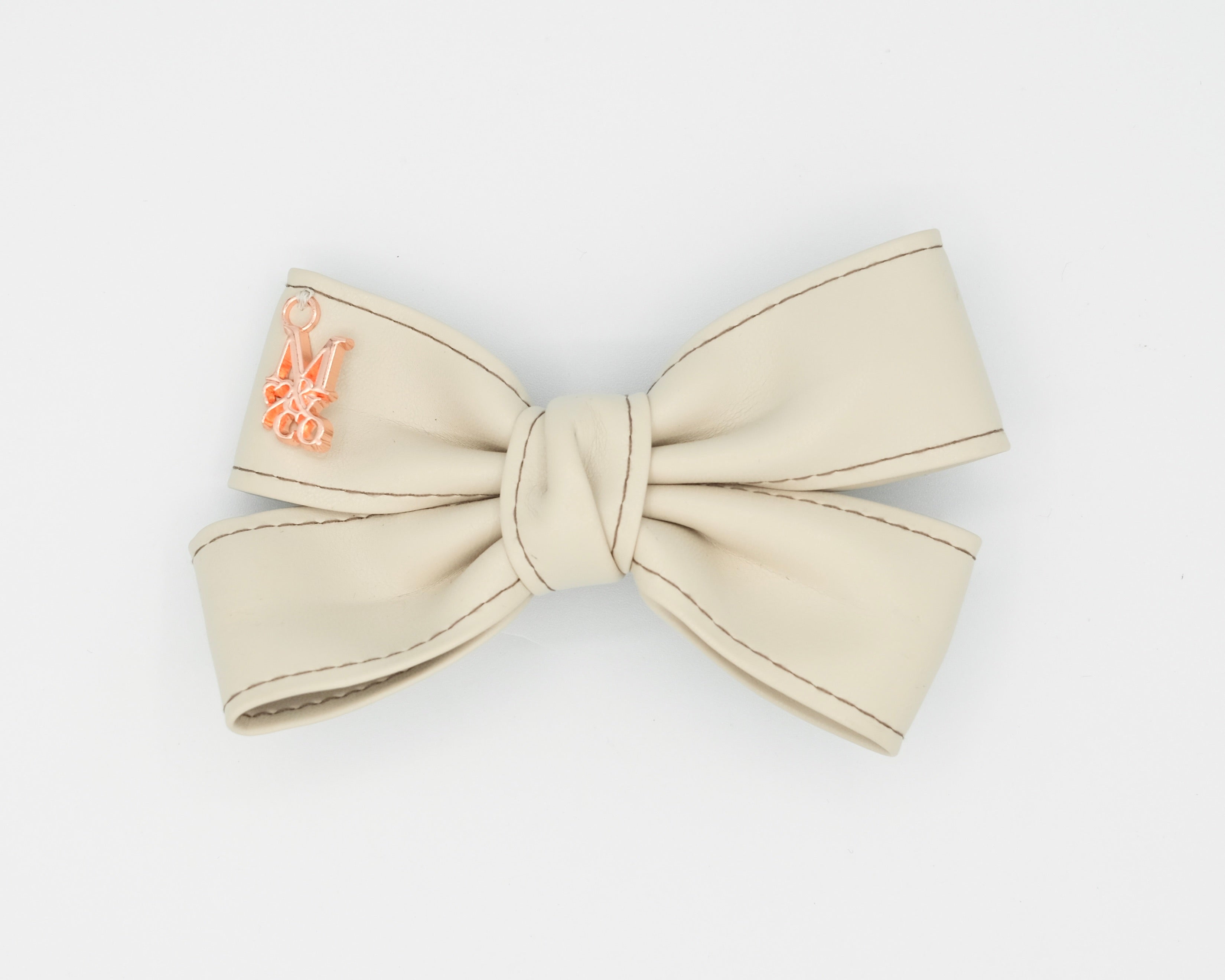 Leather Twist Bow: Almond