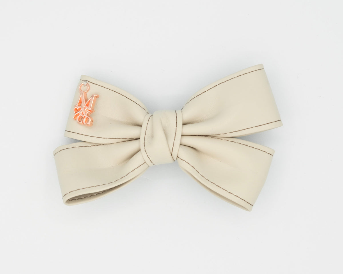 Leather Twist Bow: Almond