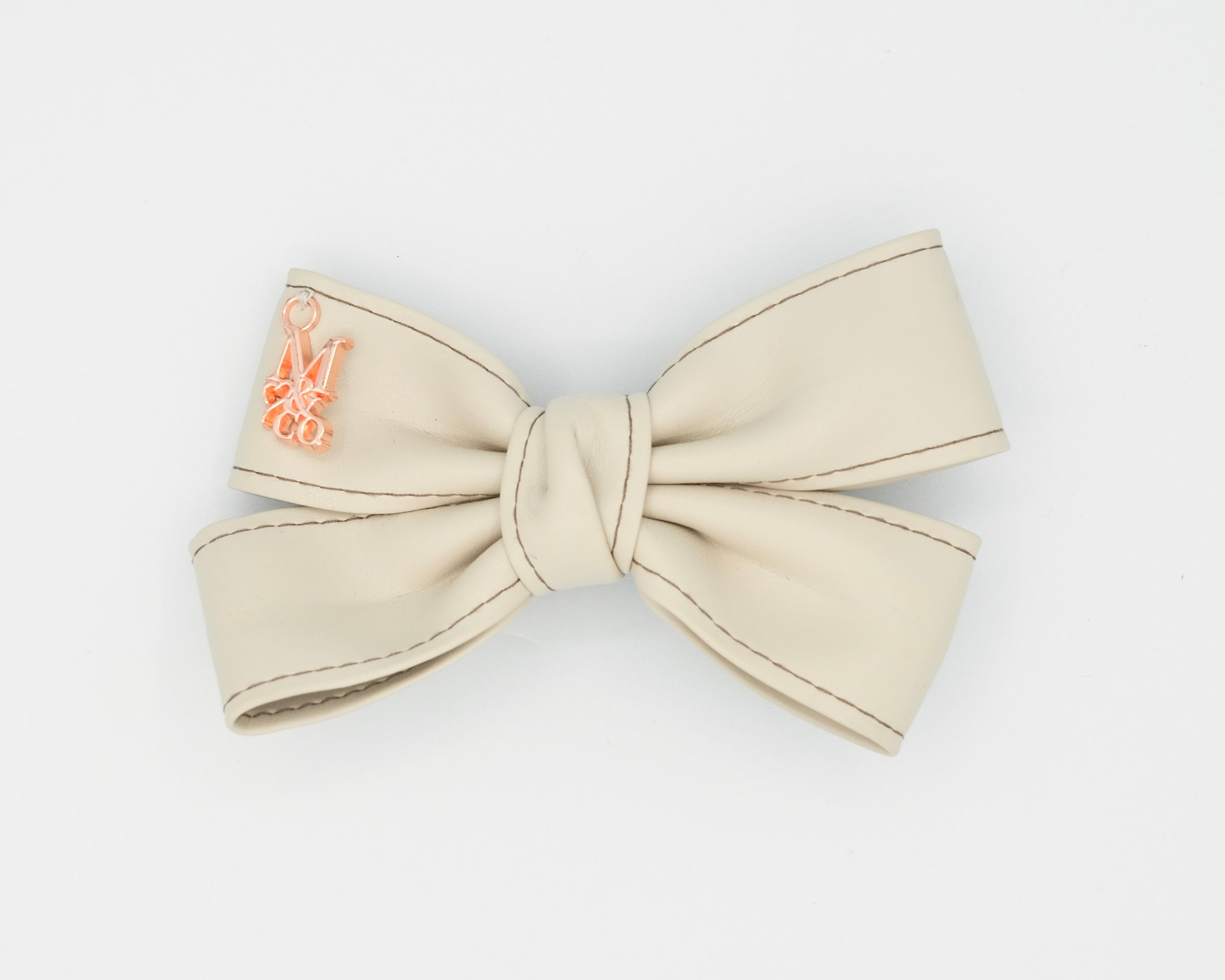 Leather Twist Bow: Almond