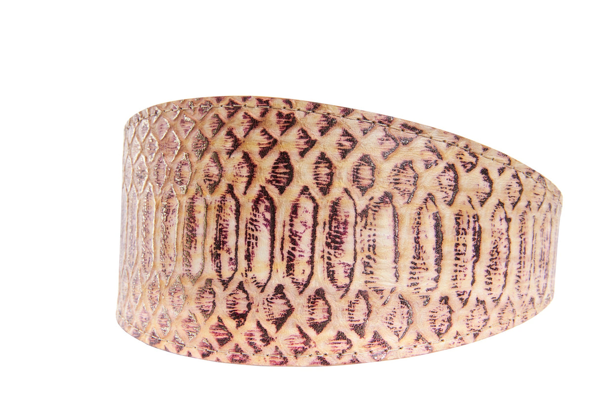 Allysa Payne Embossed Snake Italian Leather Wide Style Dog Collar
