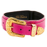 Fuchsia Italian Leather With Custom Gold Western Floral Hardware