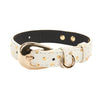 White & Gold Polka Dot Italian Leather With Gold Oval Hardware