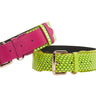 Fuchsia Pink Italian/Neon Green Snake Classic Collar & Neon Green Snake Classic Collar Set Of 2