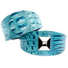 Turquoise Embossed Croc Italian Leather 3” Wide Style Collar Set Of 2
