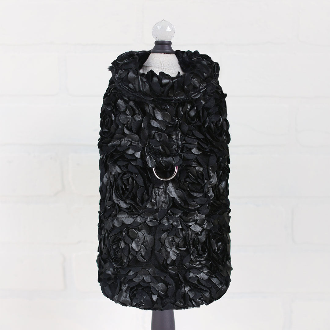 Hello Doggie Victorian Faux Fur Black Dog Coat