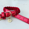 Dog Collar Ruby Red Plaited