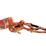 Orange Floral Mosaic Italian Leather 3” Wide Style Collar, Harness & Leash Set