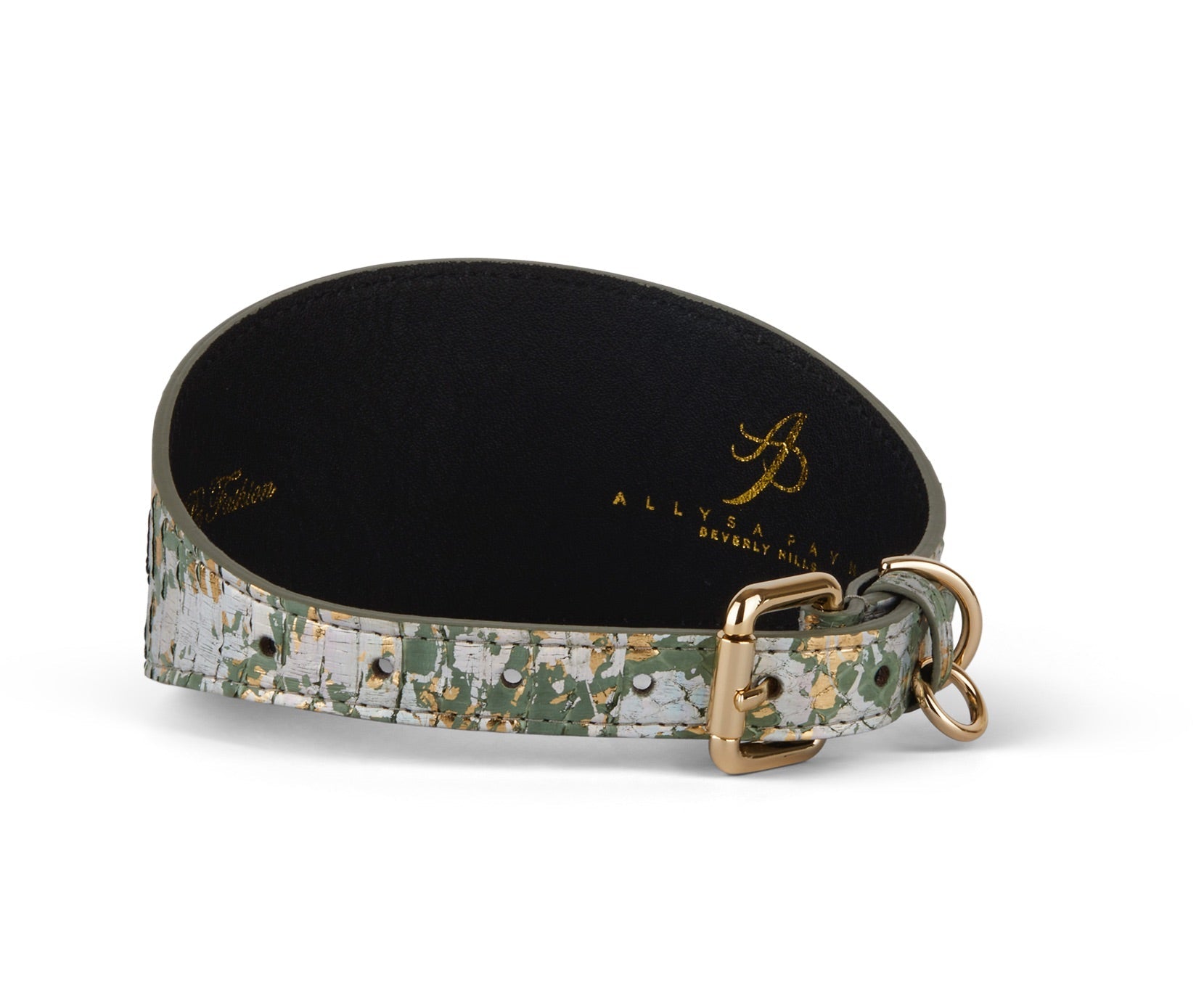 Iridescent Art Deco Green/Gold/Silver 3” Wide Style Collar