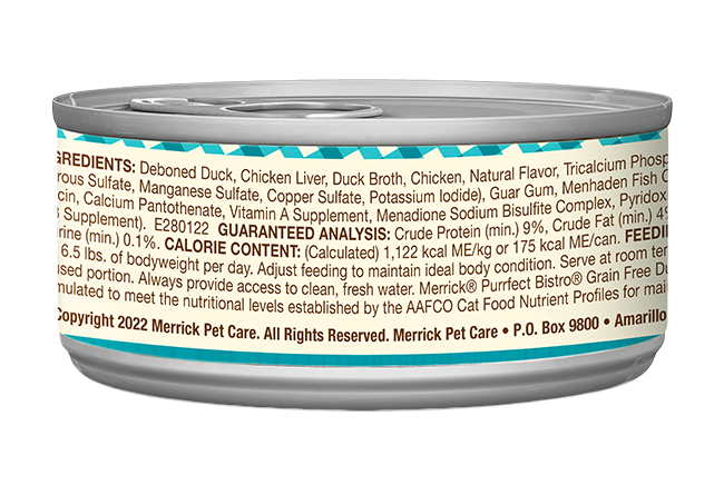 Merrick Purrfect Bistro Grain Free Adult Duck Pate Cat Food (3oz)