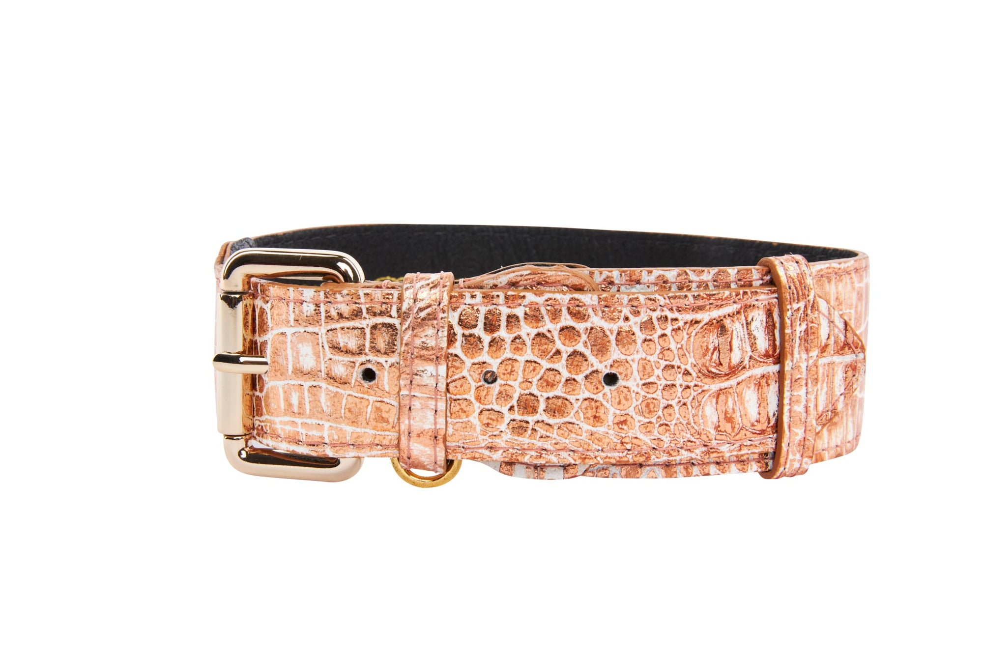 Allysa Payne Copper Embossed Croc Italian Leather Classic Dog Collar