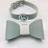 Leather Bow Collar - Misty