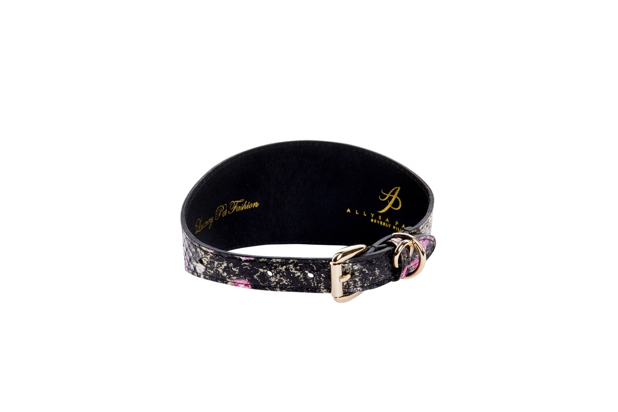 Black, White, Pink, Gold Snake 3" Wide Style Collar With Custom Starfish