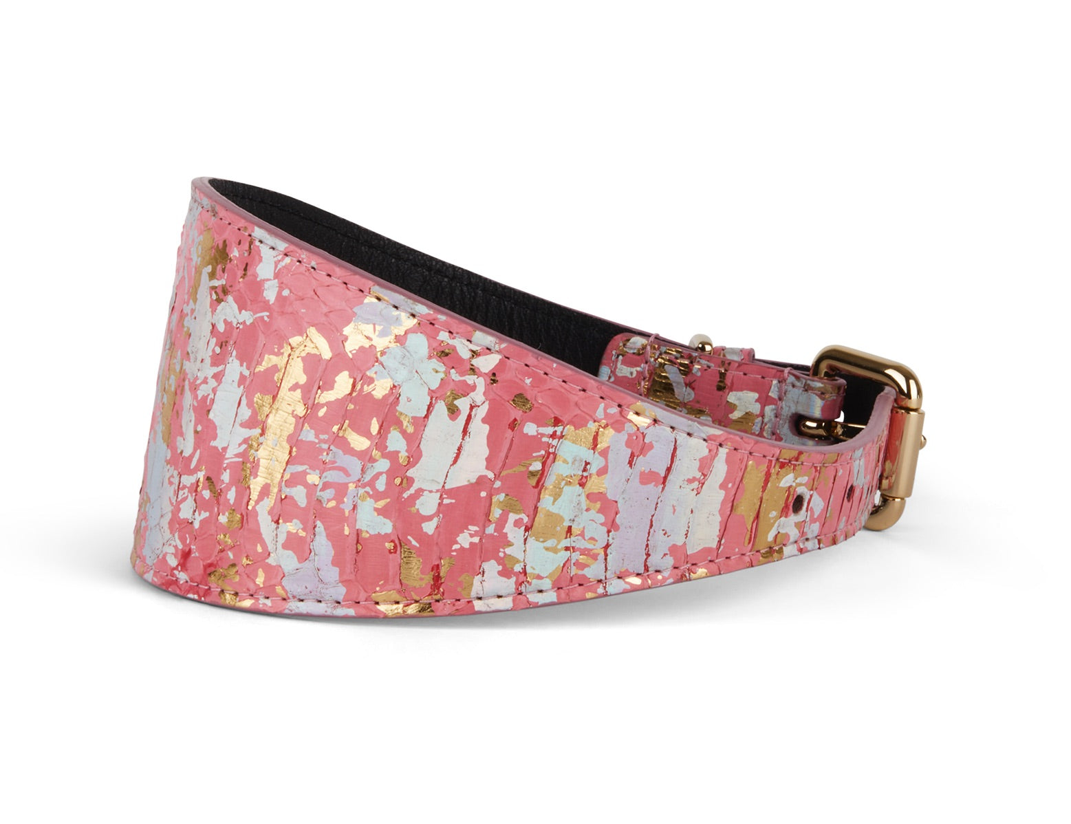 Iridescent Art Deco Pink/Gold/Silver 3" Wide Style Collar