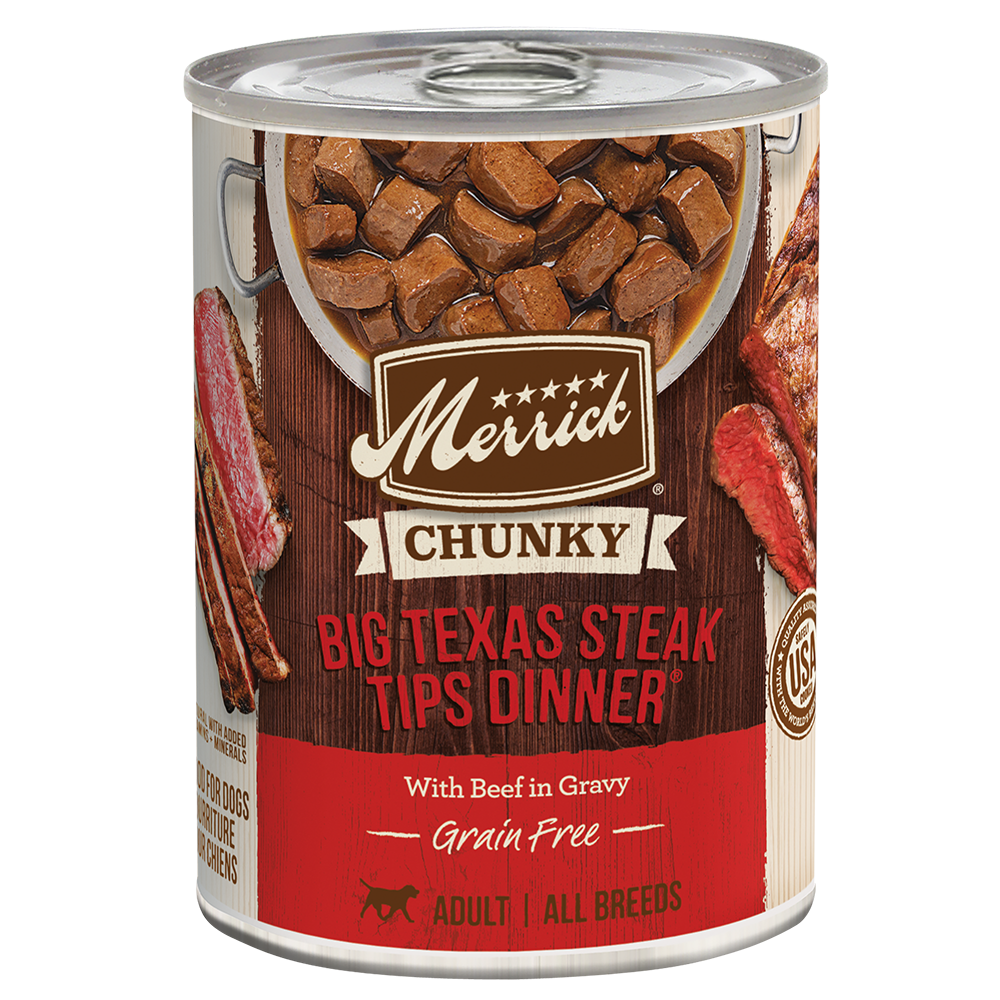 Merrick Chunky Grain Free Adult Big Texas Steak Dinner Wet Dog Food (12.7oz)