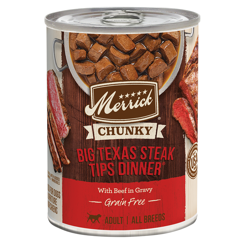 Merrick Chunky Grain Free Adult Big Texas Steak Dinner Wet Dog Food (12.7oz)