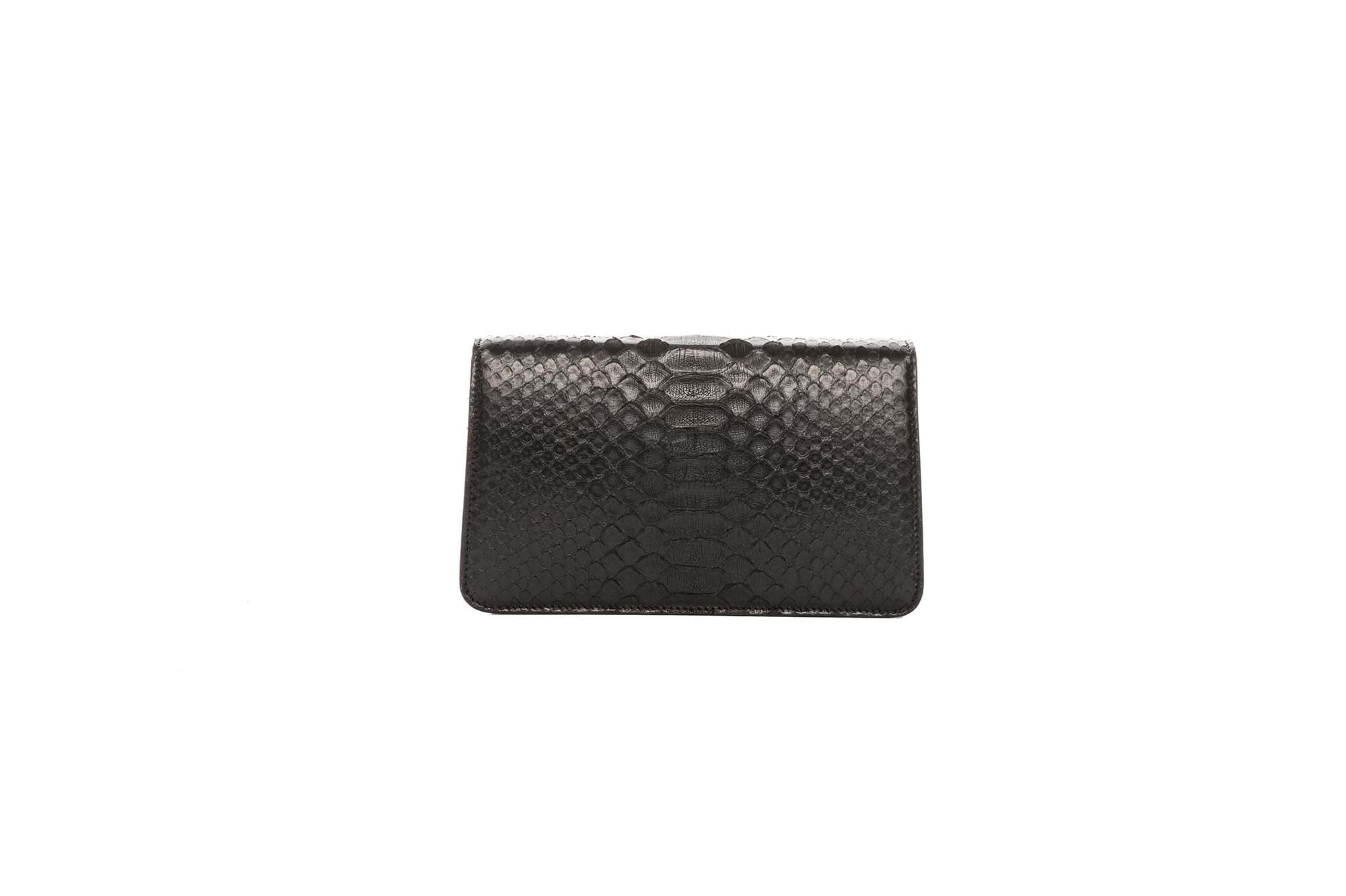 Allysa Payne Black Python Clutch With Custom Swarovski Crystal