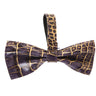 Dark Purple/Gold Embossed Croc Italian Leather Bow tie