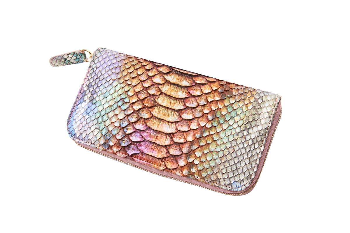 Allysa Payne Iridescent Python Zip Wallet