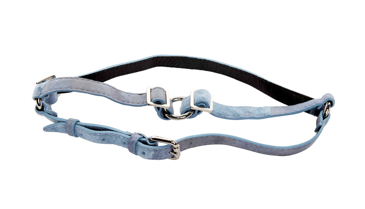 Allysa Payne Light Blue Distressed Italian Leather Dog Harness