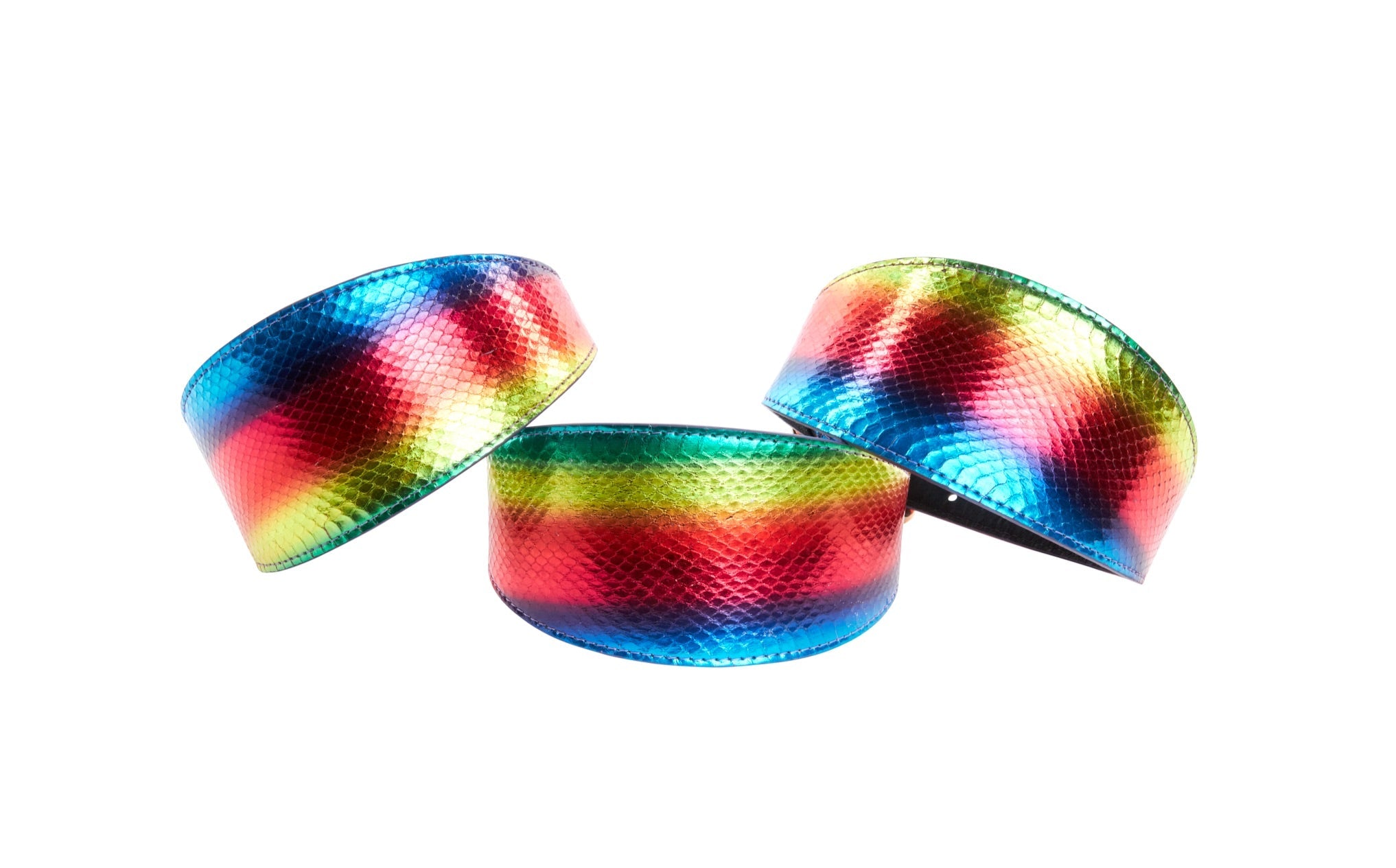 Pride Collection. Rainbow Snake 3" Wide Style Collar Set Of 3