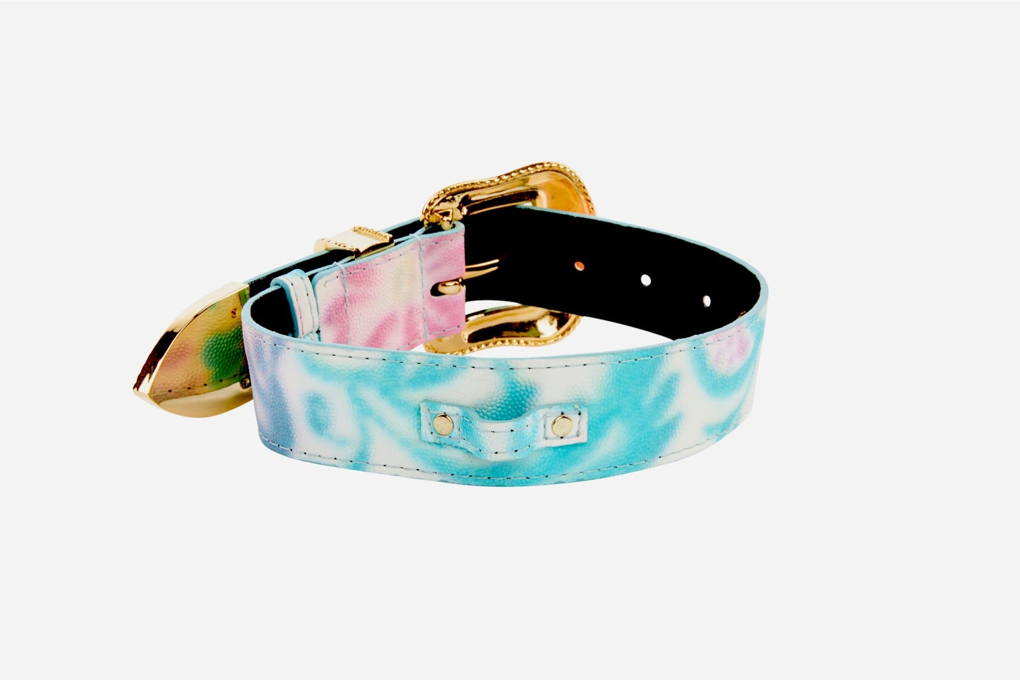 Allysa Payne Abstract Floral Italian Leather/Swarovski Crystal Dog Collar