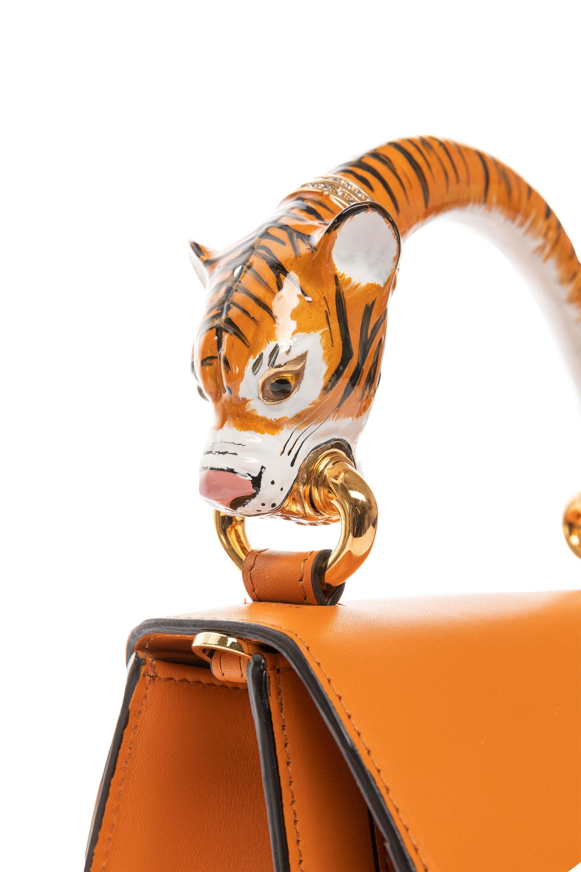 Allysa Payne Tiger Bag With Orange Italian Leather