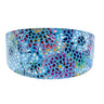 Blue Floral Mosaic Italian Leather 3” Wide Style Collar