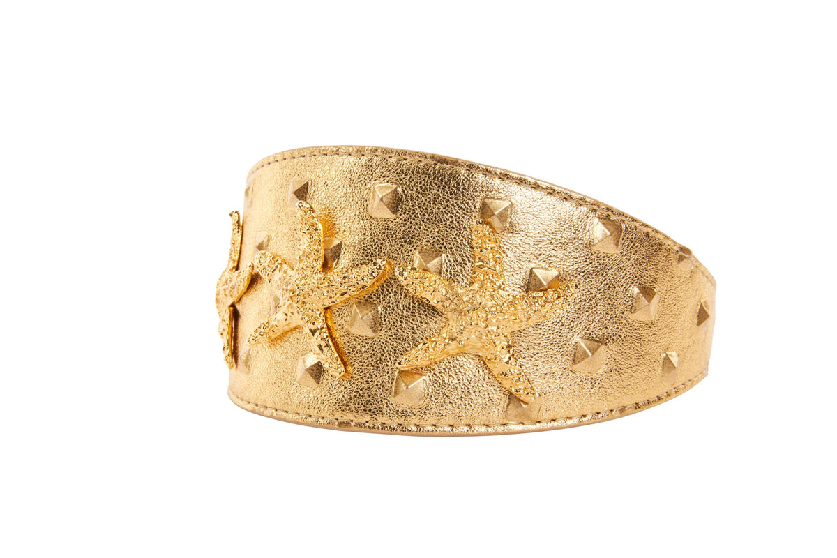 Allysa Payne Gold Studded Italian Leather With Dog Collar