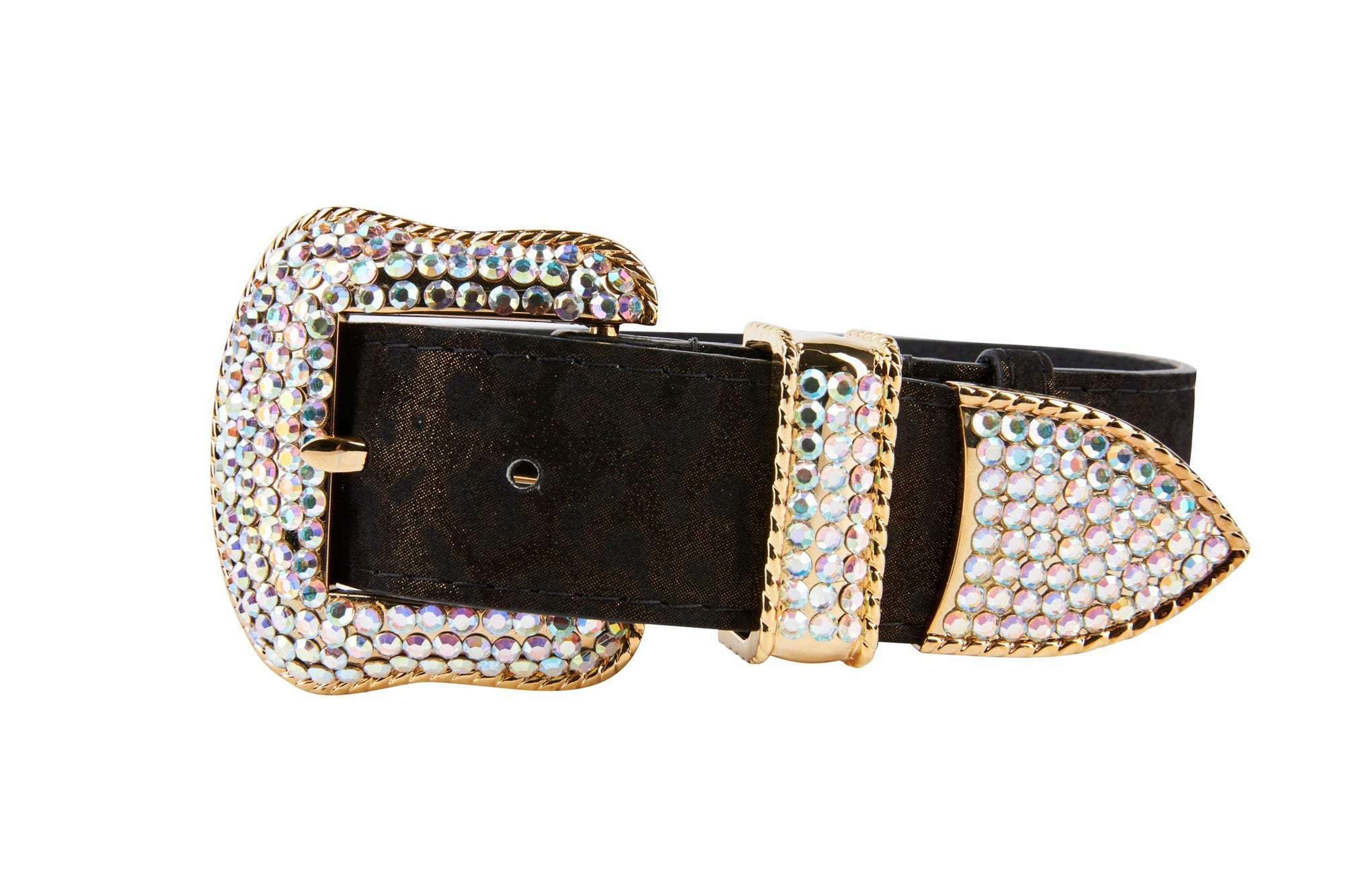 Allysa Payne Dark Brown/Bronze Abstract Leopard Print Italian Leather Dog Collar With Swarovski Crystal Hardware
