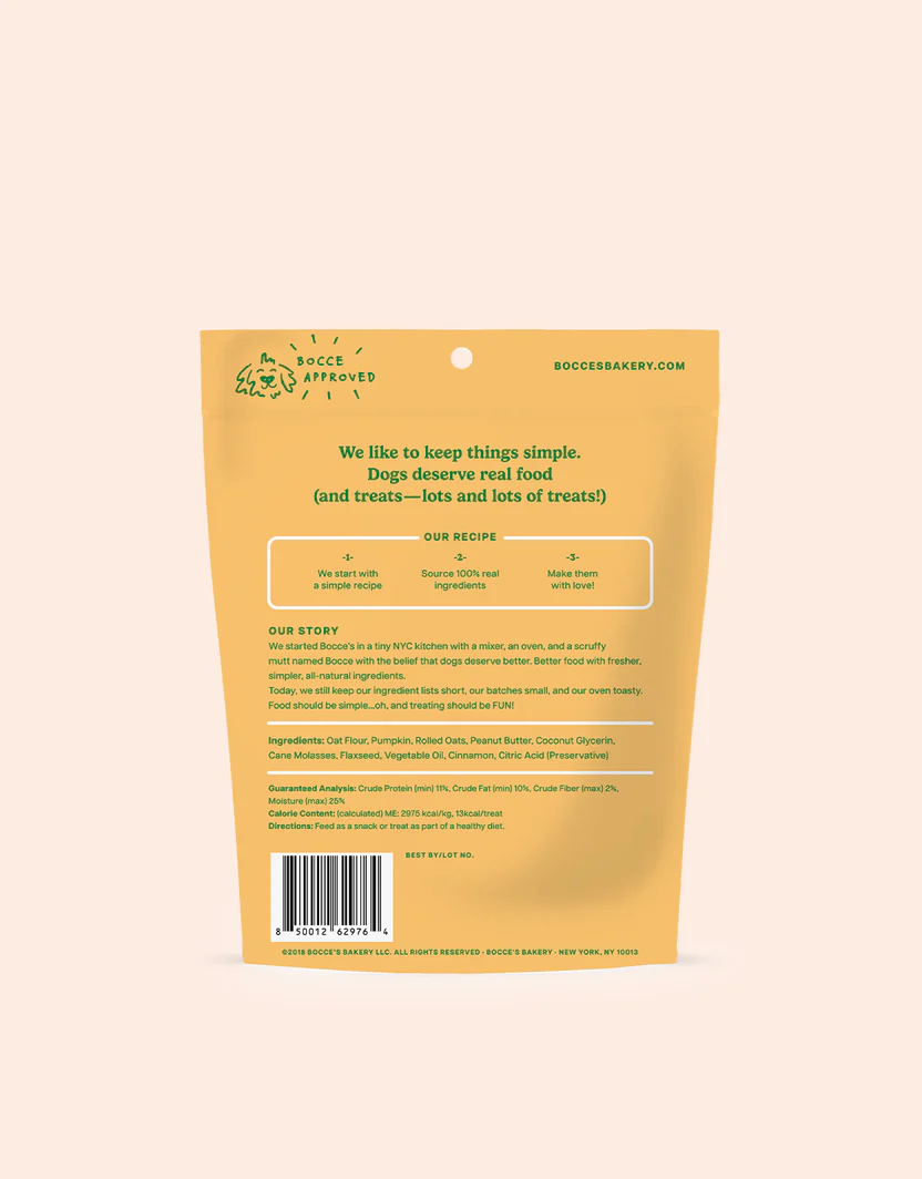 Bocces Soft and Chewy Pumpkn Spice Dog Treats (6oz)