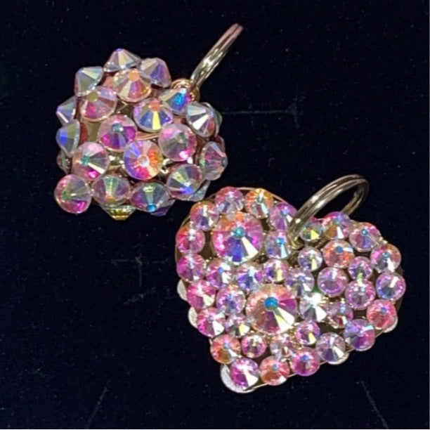 Allysa Payne Puffy Heart & Flat Heart Swarovski Crystal Charm Set Of 2