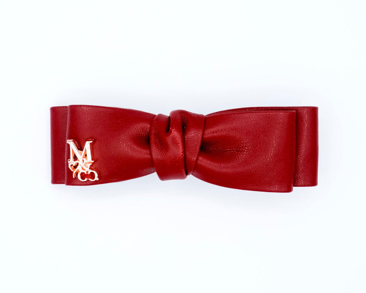 Mini Leather Bow: Maroon Red