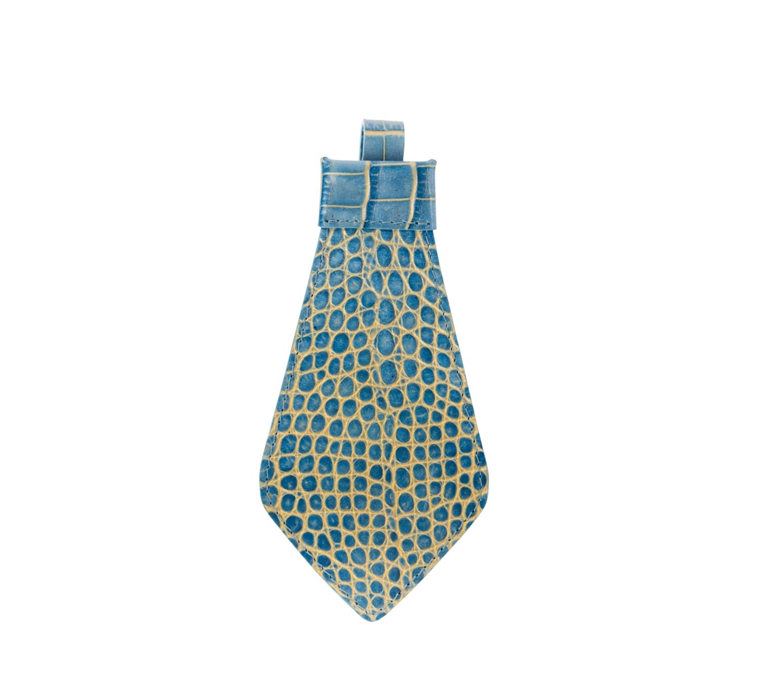 Blue & Gold Embossed Croc Italian Leather Tie