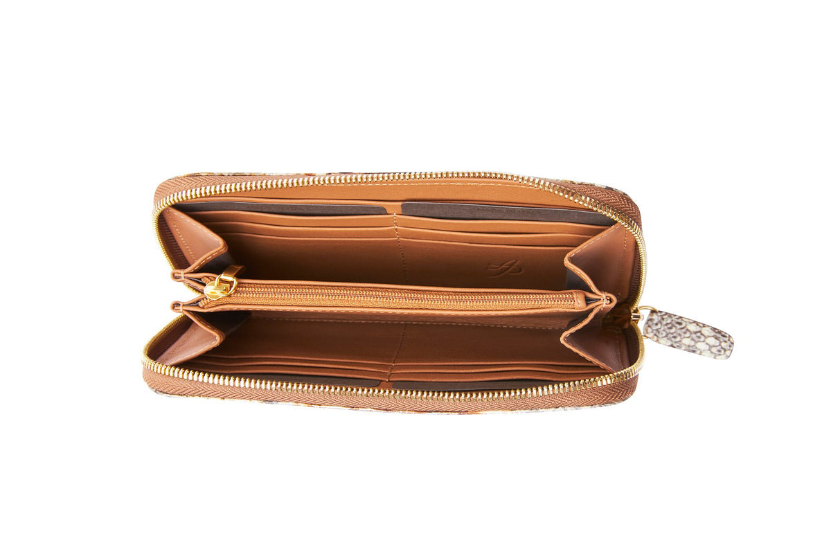 Allysa Payne Neutral Brown & Gold Zipper Wallet