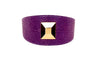 Purple & Pink Embossed Stingray Print Italian Leather 3" Wide Style Collar With Large Custom Gold Rivet