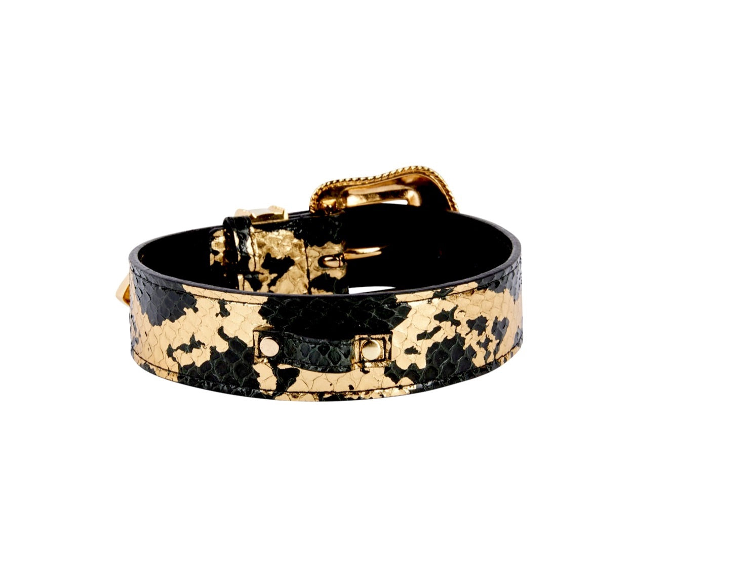 Allysa Payne Black/Gold Custom Snake Swarovski Crystal Dog Collar