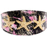 Black, White, Pink, Gold Snake 3” Wide Style Collar With Custom Starfish