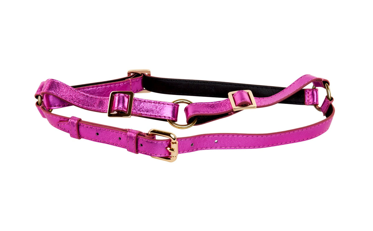 Allysa Payne Pink Foil Italian Leather Dog Harness